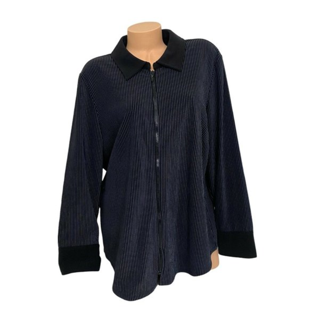 Lane Bryant Women’s Size 18/20 Plus Zip-Up Collared Jacket Striped Coat NEW
